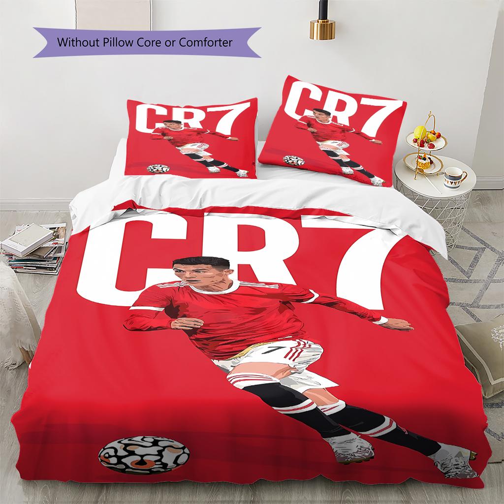 CR7 Pattern Bedding,Quilt Set Quilt Cover Pillowcase Home Birthday Gift (1 * duvet cover + 2 * pillowcase, without core)