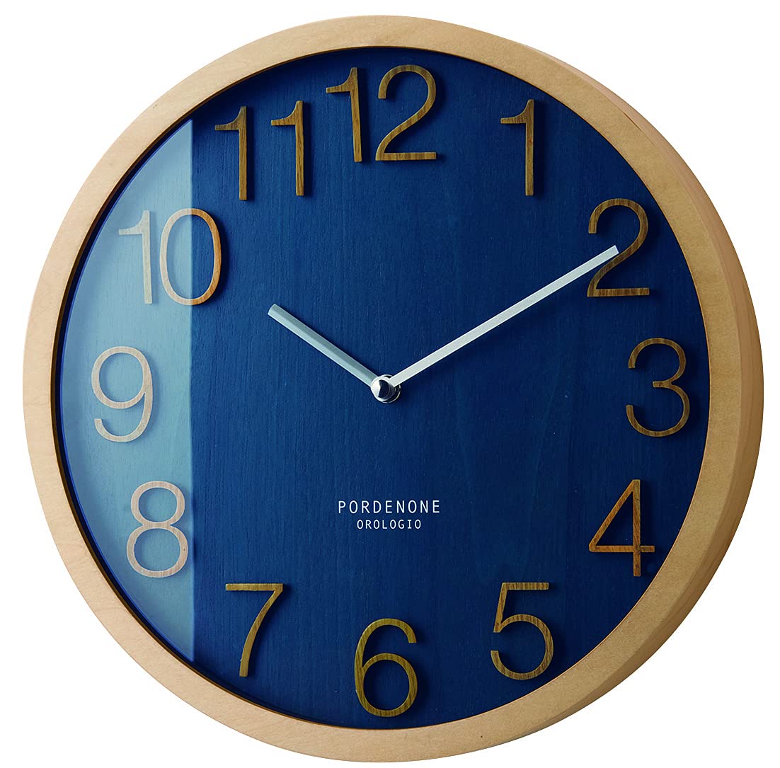 Interform Wall Prock Navy 30cm Diameter Clock, Radio-Controlled, CL-2940NV, Wood,