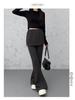 Women's High-Waisted Wide-Leg Flared Pants, Slimming Drapey Casual Look