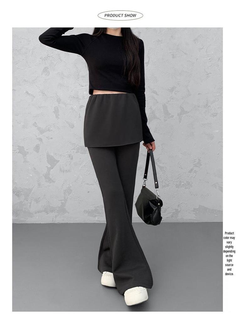 Women's High-Waisted Wide-Leg Flared Pants, Slimming Drapey Casual Look
