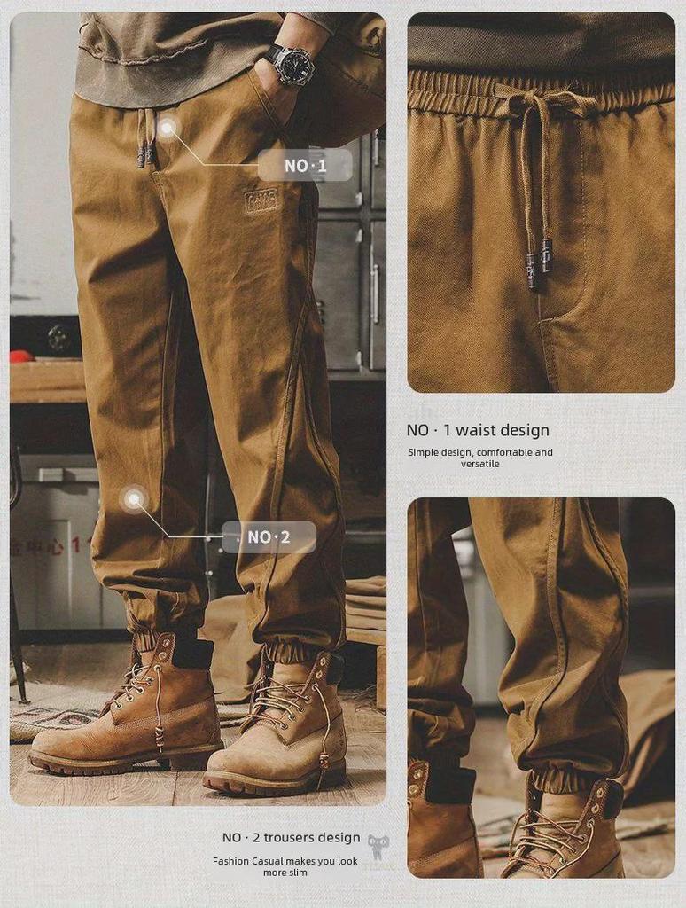 Men's Retro Wide-Leg Overalls - Spring/Autumn Casual Large Size