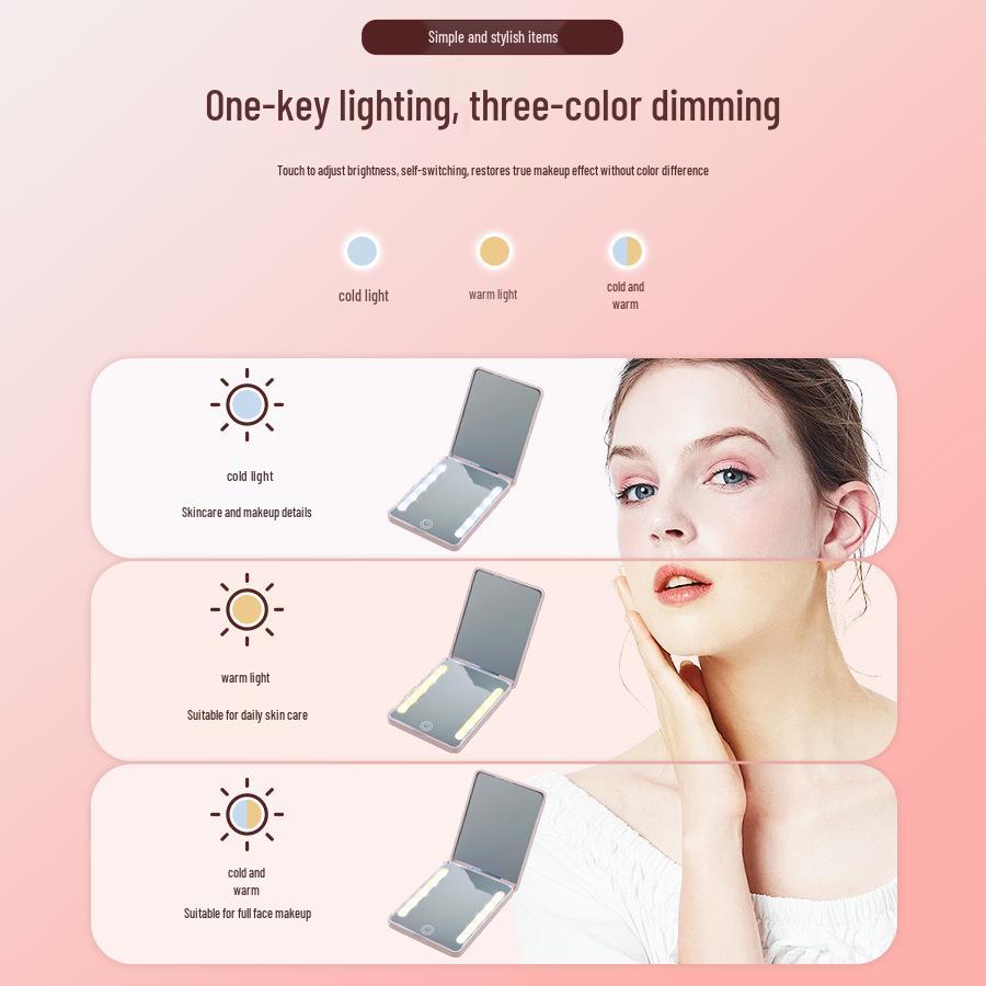 Tragbares LED-Licht Faltbarer Doppelseitiger Schminkspiegel
