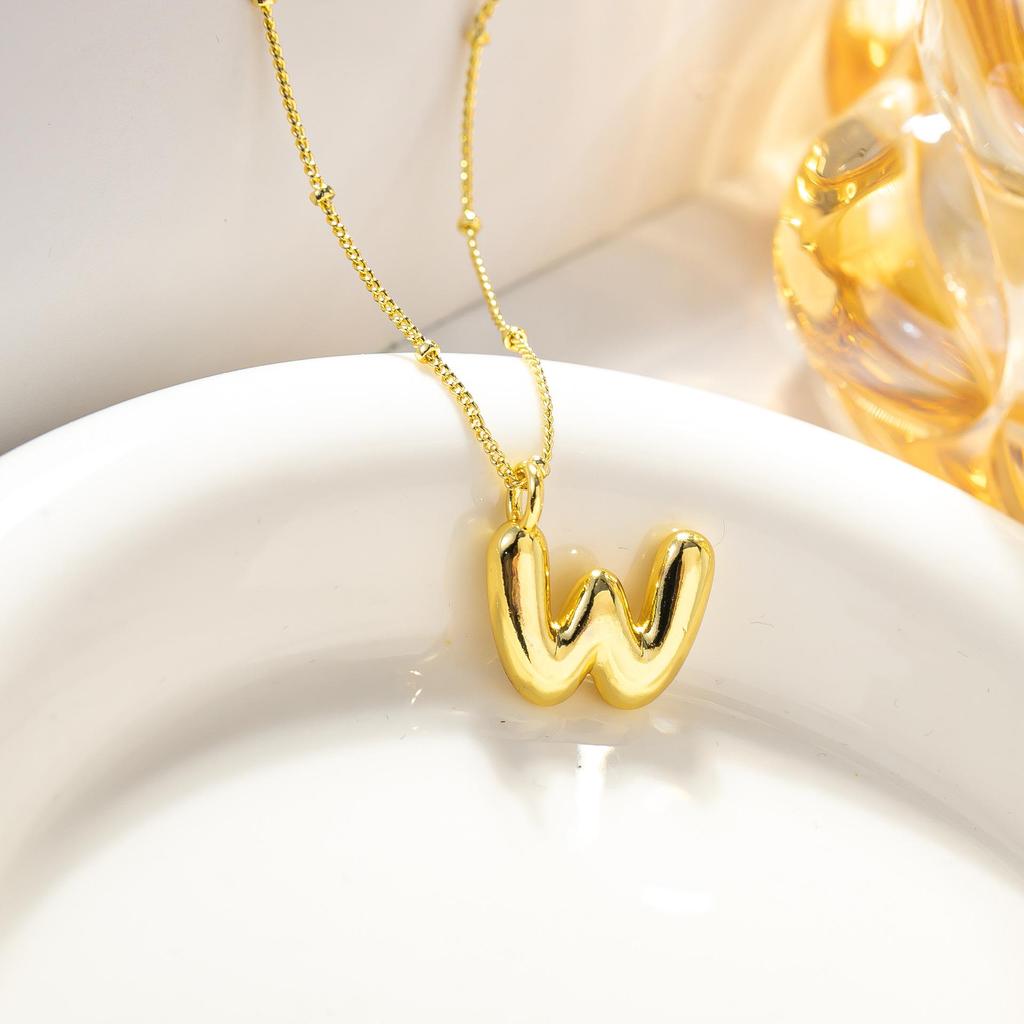 European & American Trendy 18K Gold Plated Cute Balloon Party Letter Necklace