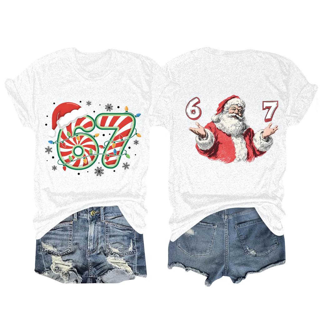 Camiseta de manga corta con cuello redondo y estampado de moda para mujer