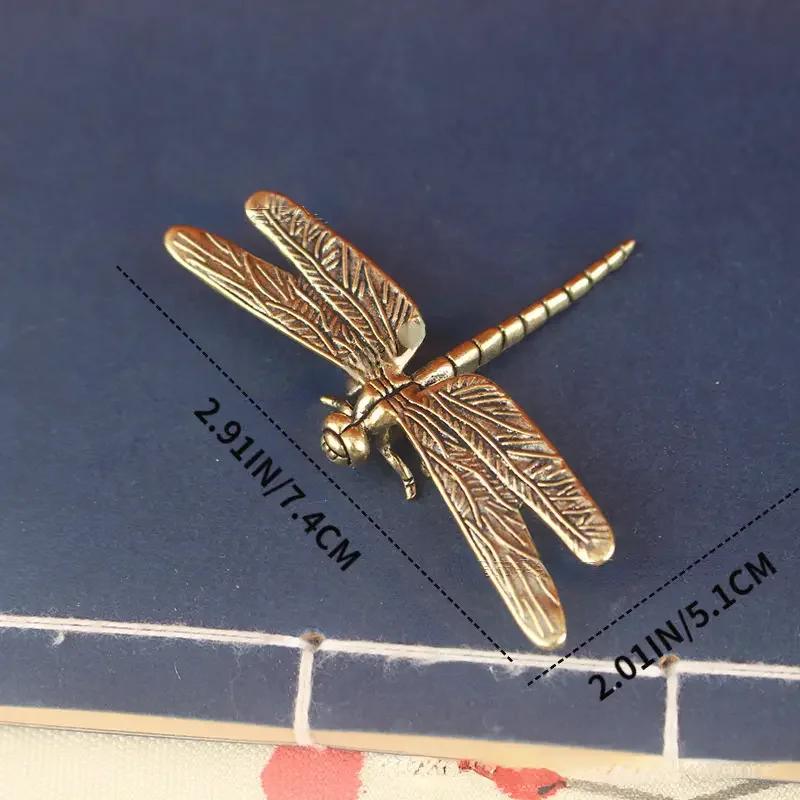 Vintage Brass Dragonfly Figurine - Antique-Style Home & Office Desk Decor, Creative Tea Pet Collectible