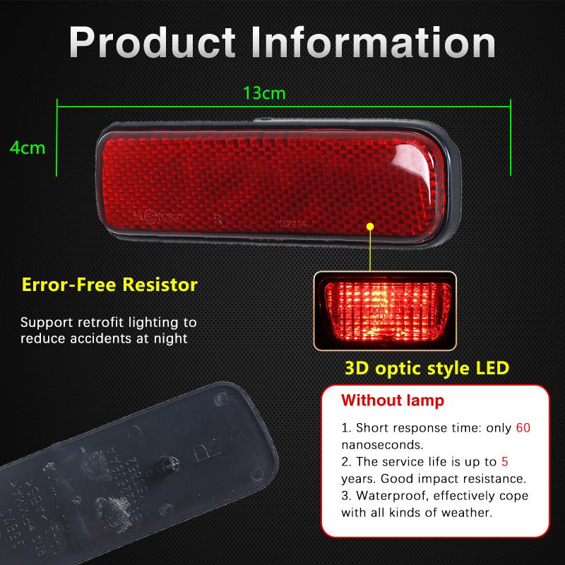 For Jeep Grand Cherokee WJ 1999~2005 56022639AA 56022638AA Left Right Rear Bumper Reflector Light Brake Warning Lamp Red Lens