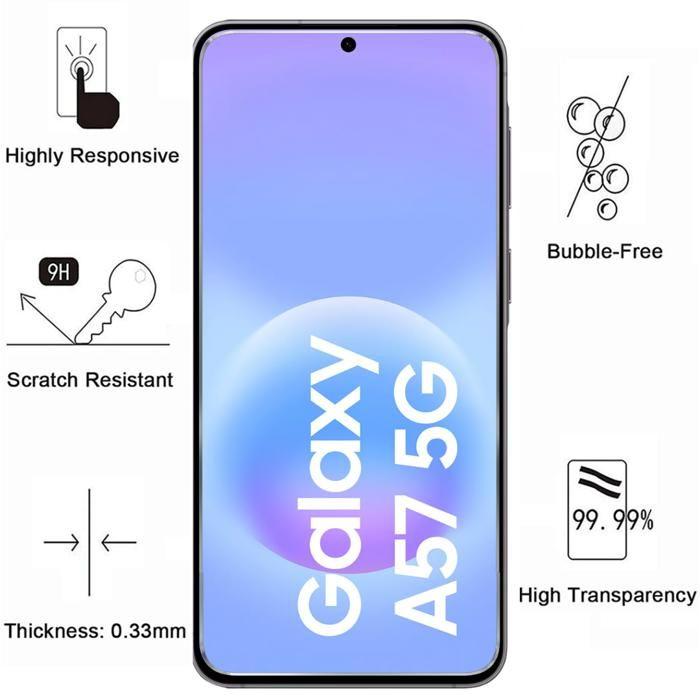 Coque pour Samsung Galaxy A57 5G et 2 Verres Trempé - Portefeuille Noir Rabat Clapet Aimanté Rangement Cartes Phonillico®