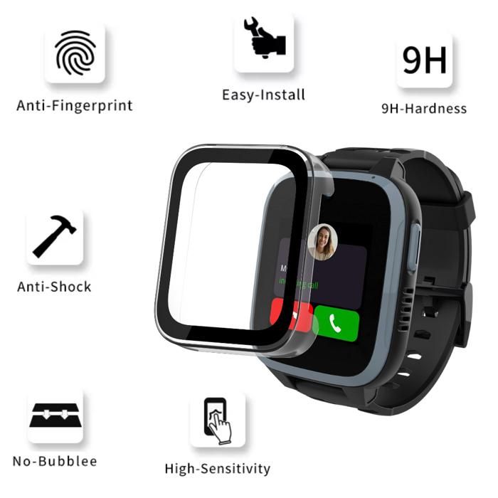 Hülle kompatibel Xplora XGO 3 - Hartschutzhülle transparent Hülle Displayschutz aus gehärtetem Glas