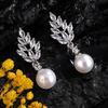 ZAKOL Fashion Simple Micropaved Zircon Imitation Pearl Women's Dangle Earrings Temperament Wedding Dinner Jewelry Accessories