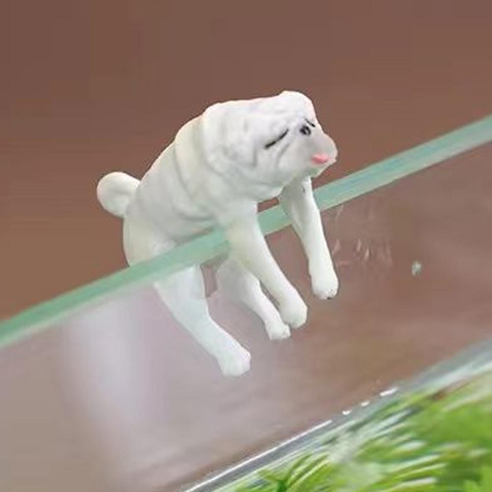 1pcs New Dog Figurine Fish Tank Landscape Decoration, Round Tank Edge Decoration Japanese Leisure Creative Landscape.