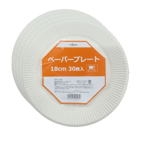 TOSHIN Microwave-Safe Disposable Paper Plates, 18cm, Pack of 120, Large Capacity, for Commercial Use, Paper Plates P18