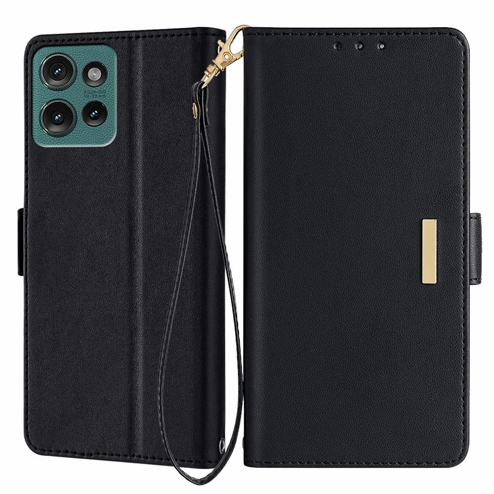 For Motorola Edge 50 Neo 5G/Moto S50 5G/Thinkphone 25 5G Leather Wallet Case RFID Blocking Stand Cover with Hand Strap