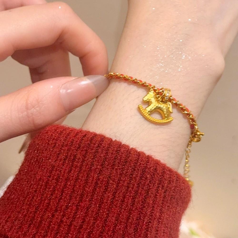 Chinese Horse Year Zodiac Horse Beads Bracelets Calabash Chinese Style Bangle  Couple