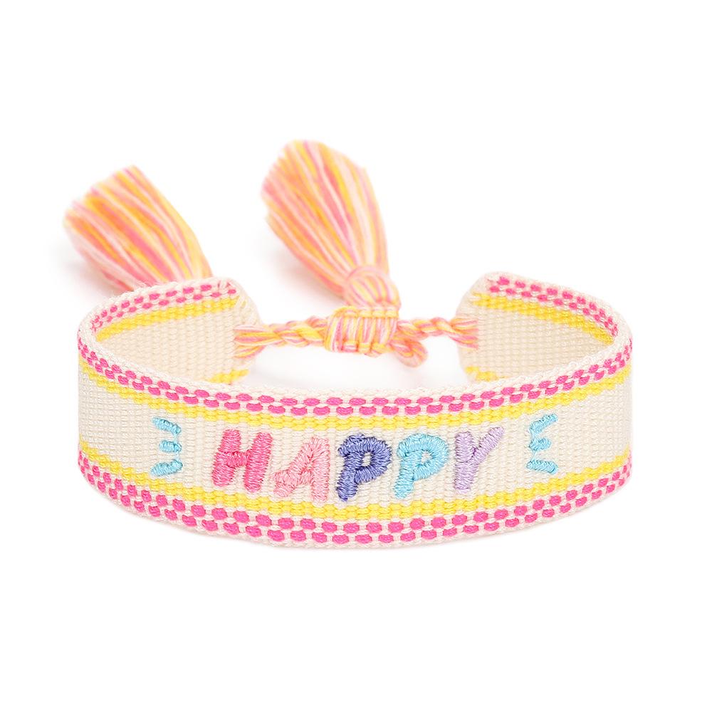 Colorful Embroidered Letter Bracelet for Women - Handmade Woven Rope with Tassel for Best Friends