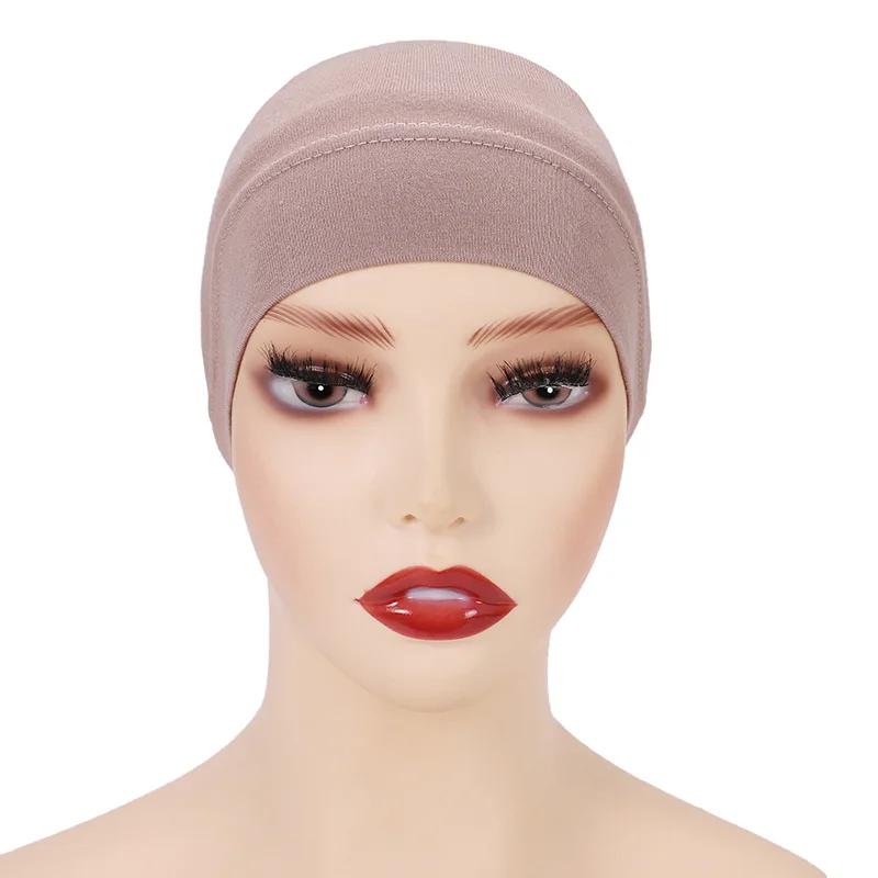 Weiß Beige Rot Grau Damen Innen Hijab Kappe Muslimischer Turban Islamische Unterkappe Weibliches Stirnband Turbante Mujer