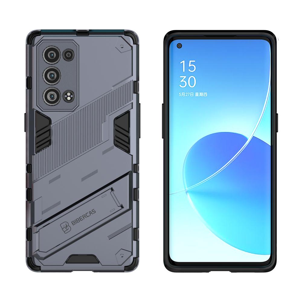 Shockproof Hard Case for OPPO Reno 6 Pro Plus Reno6 Z 5G Reno 6Z Punk Style Back Cover Casing with Kickstand