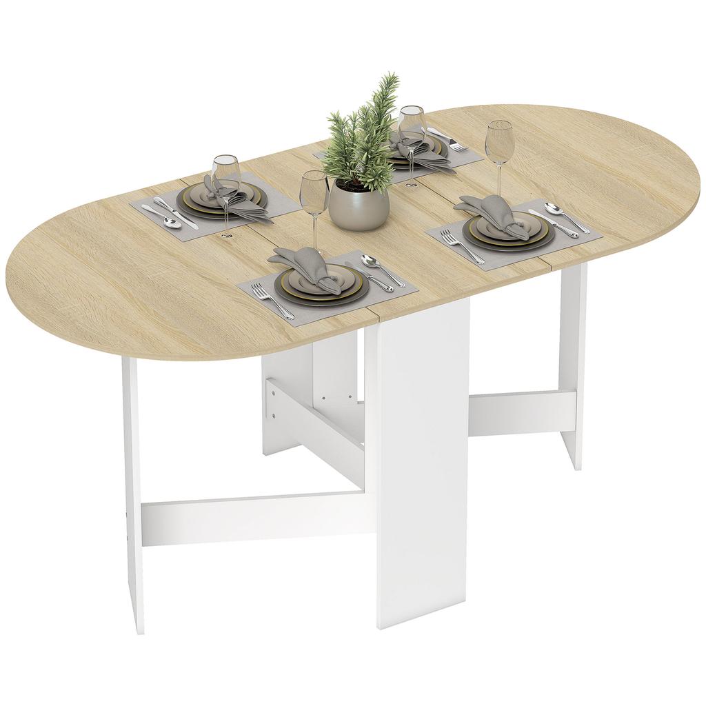 Folding Dining Table, Oval, Seats up to 6, Natural Wood