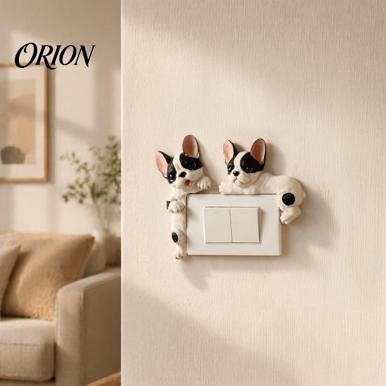 Easy Install Switch Cover 3D French Bulldog Resin Light Cover, Cute Cartoon Dog Wall Socket Decorative Plate Sticker Decor, Self-Adhesive Animal