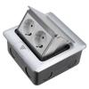 Aluminum Silver Panel EU Standard 2 Way Floor Socket Electrical Outlet Modular Combination Customized Available Sockets
