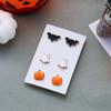Gothic Pumpkin Spider Bat Stud Earrings Necklace Ring Set for Women Halloween Statement Jewelry Gift Set Party Accessories
