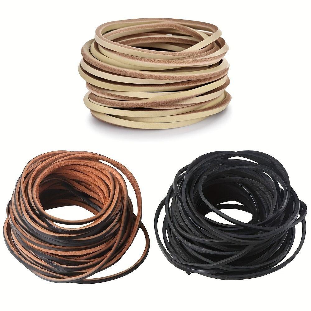 5 Yards Braiding String Flat/Round Natural Leather String  DIY Necklace Bracelet Accessories