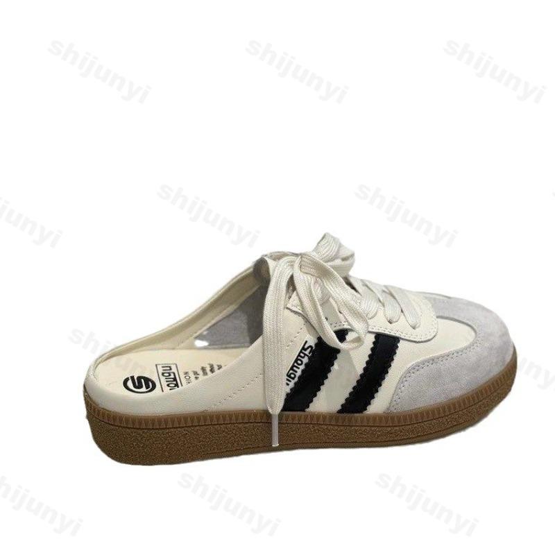 Mote Sommer Damesko Mules Sport Rund Tå Flate Damesko Sneakers Tresko Plattform Slip on Mote Komfortable Halvtøfler