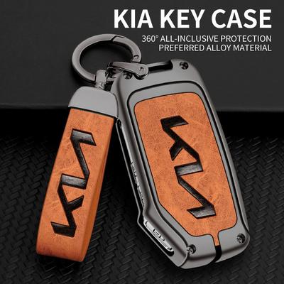 ZincAlloy Leather Car Smart Key Case Protector Shell For KIA Sportage R GT Stinger Sorento Ceed Cerato Forte Niro Soul Telluride