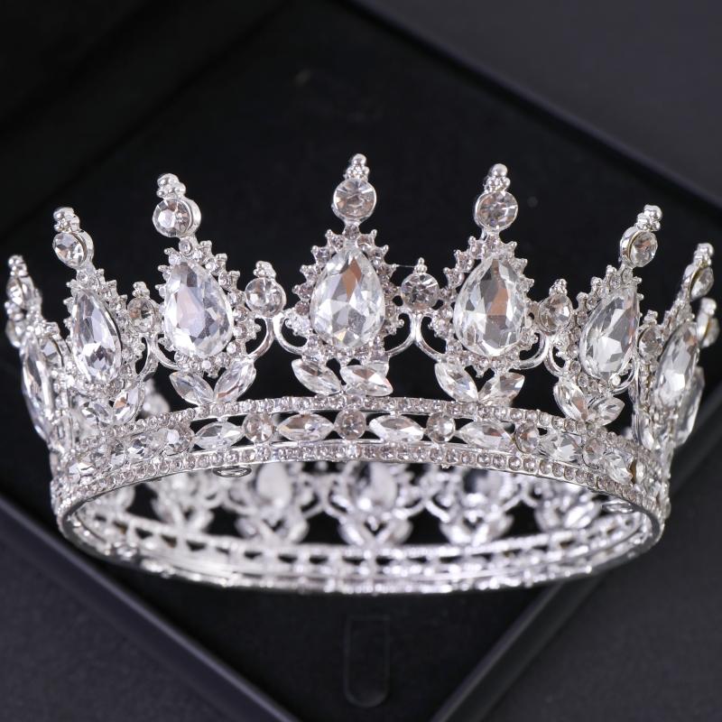 Crystal Rhinestone Round Crown Tiara Hair Jewelry Wedding Hair Accessories Bridal Hair Jewelry Queen Party Crown and Tiaras Gift