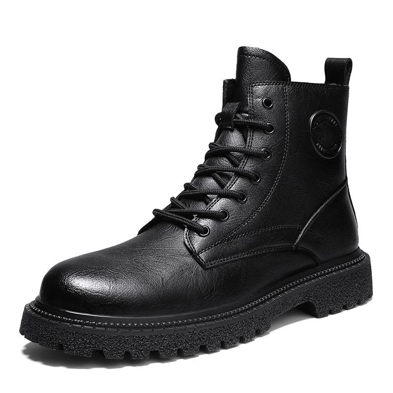 Men s Plus Size Hand-Stitched Martin Boots with Non-Slip Rubber Outsole and Cotton Padding 44 чёрный