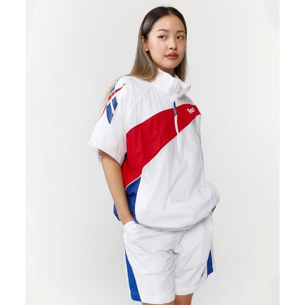 Reebok Stand Collar Color Block Short Sleeve Windbreaker Unisex Jackets White REJU4EA51WT
