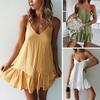 Summer Fashion Casual Dresses Woman Sexy Sleeveless Strap Dress Printed  Elegant Backless Women's Clothing