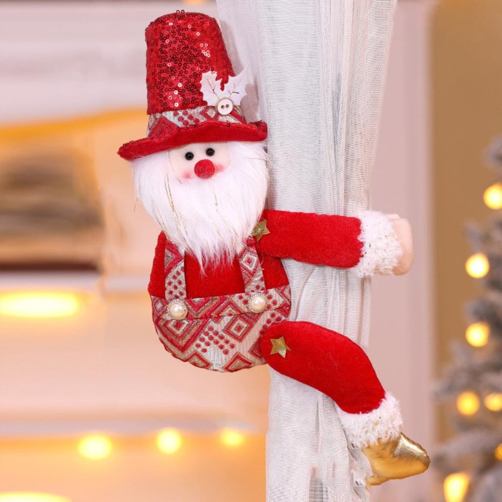 Christmas Curtain Buckle Decoration, Christmas Creative Curtain, Elderly Person, Snowman, Cartoon Doll Buckle