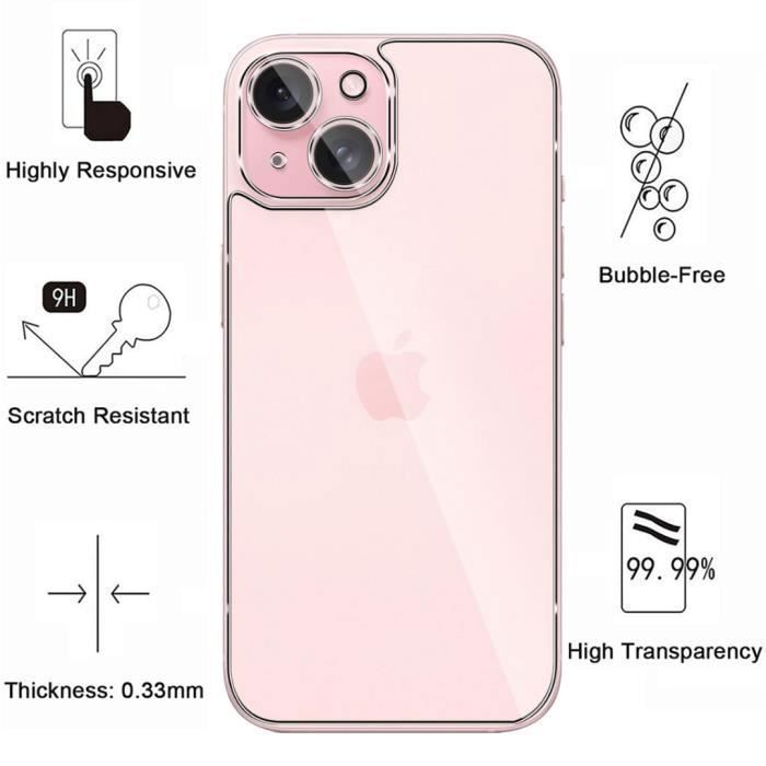 Screen and Back Protector - Phonillico - iPhone 15 - 2 Pack - Tempered Glass - Scratch Resistant