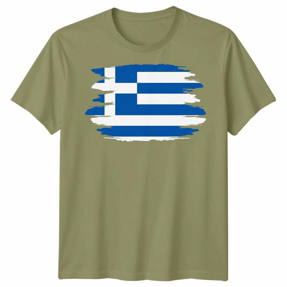 Gescheurde Griekse Vlag Unisex T-shirt Griekse Trots Verweerd Ontwerp Grafische Tee