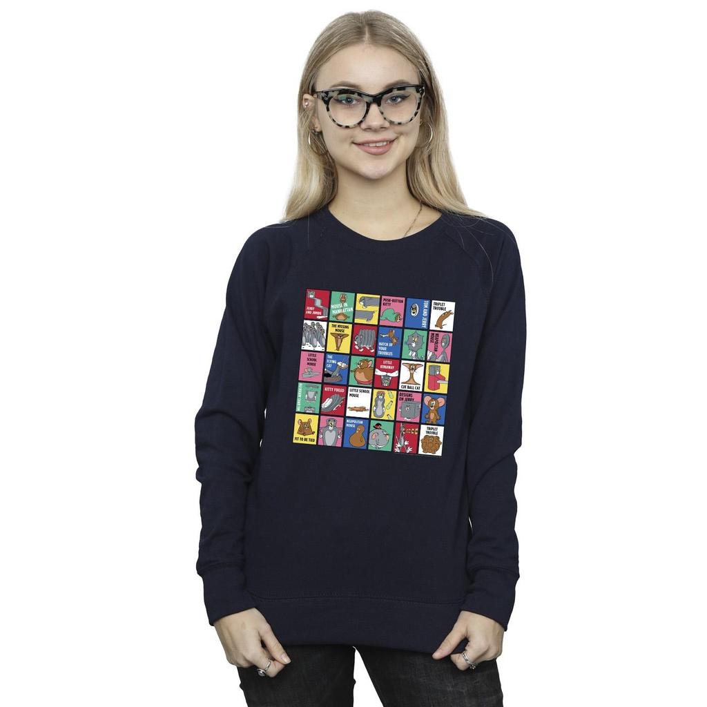 Tom And Jerry Womens/Ladies Grid Squares Sweatshirt