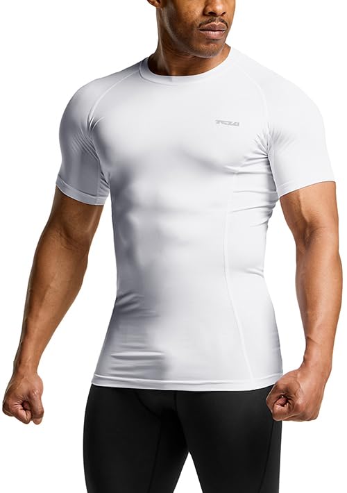 Tesla Short Sleeve Compression UV Compression Perfect for Base and Size Men's Undershirt, Protection, Sweat-Wicking, Quick-Drying, Shirt, Running,