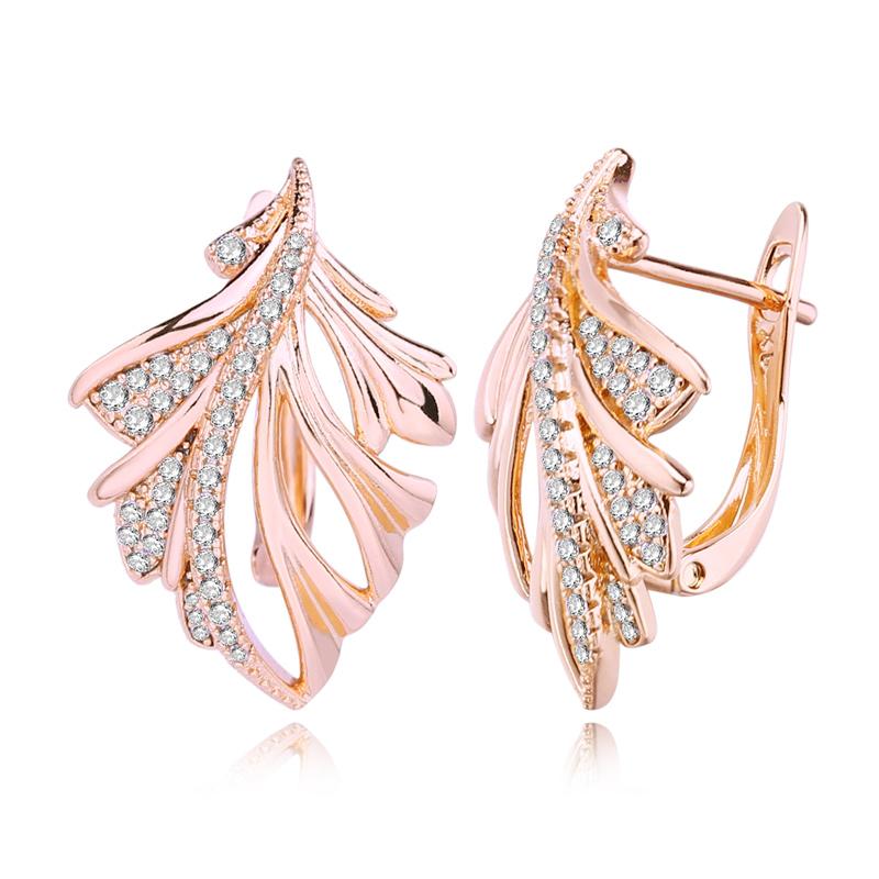 

MINTHA модные серьги-клипсы цвета розового золота, свадебные повседневные модные украшения, серьги с листьями кубического циркония для женщин, свадебные серьги с геометрией A