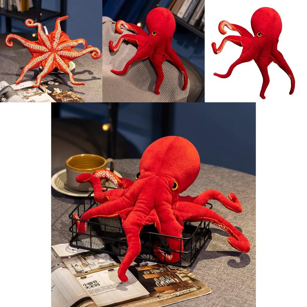 Red Octopus Plush Toy With Pp Cotton Filling Soft Kids Sleep Pillow For Children