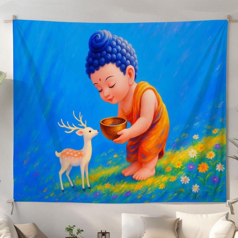 Buddha statue tapestry 75x100 чёрный