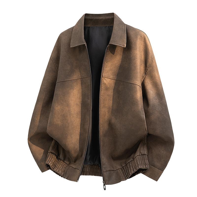 American retro pu leather jacket spring and autumn new versatile boys windproof lapel locomotive suit short jacket men