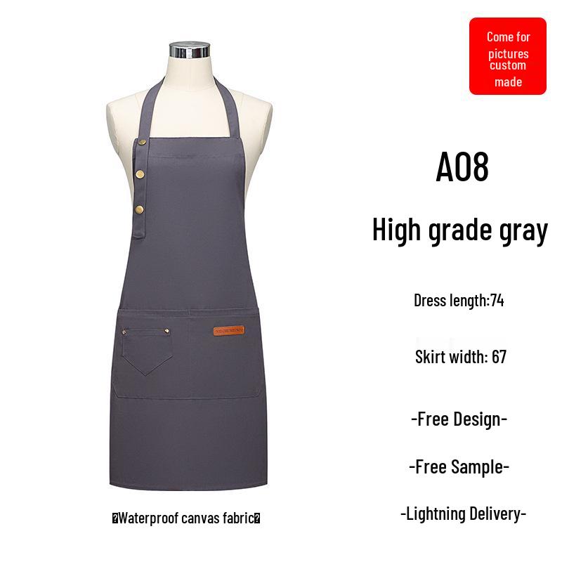 Waterproof & Oil-Proof Waist Apron with Logo for Waiters in Coffee, Tea, and Restaurant Settings One Size