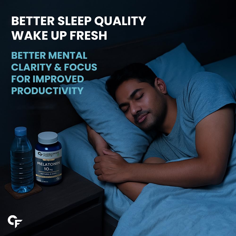 Carbamide Forte Melatonin 10 mg Sleep Supplement for Restful Deep Sleep 100 Veg Tablets