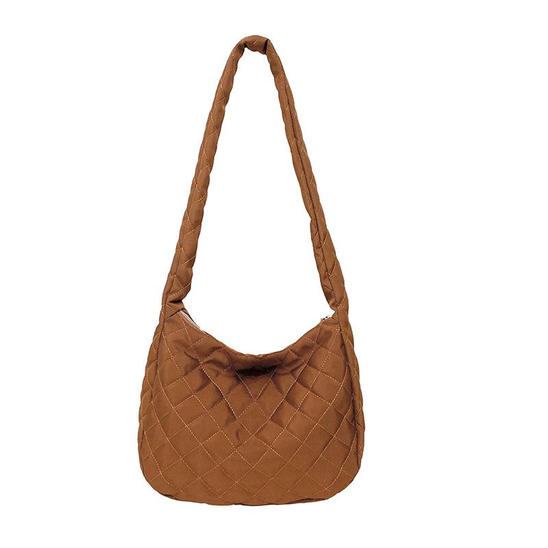 Sac en coton pour femme nouvelle tendance printemps broderie losange fil grande capacité sac fourre-tout sac à bandoulière décontracté sac d'aisselle