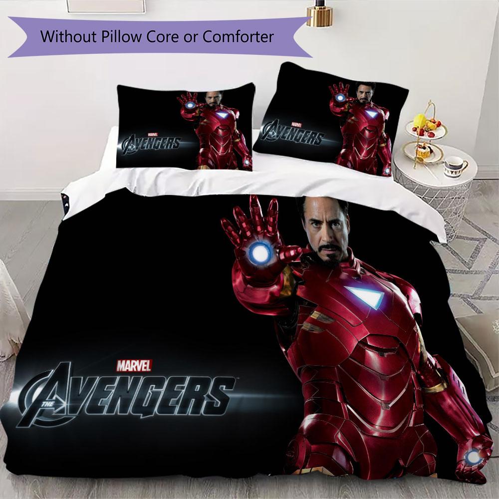Avengers Iron Man Printed Bedding Set 3Pcs Duvet Cover Set For Kids Bedroom No Sheet No Quilt Core