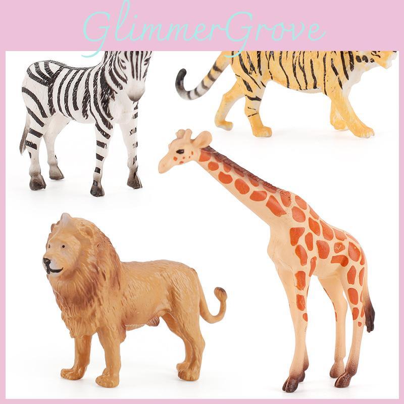 High Quality Pvc Realistic Animal Figurine Set Featuring Lion Bear Panda Tiger Giraffe Miniature Models