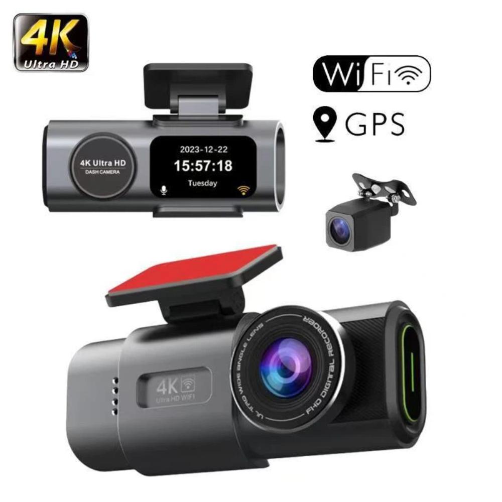 HD Dobbeltlinse Dashcam, 4K Ultra vidvinkel Natkamera, WiFi Dobbeltoptagelse For og Bag, og GPS-optager til Køretøjet