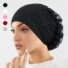 Elegant Headscarf Hat Lace Edge Women's Hijabs Flower Design Pullover Hat  Women Headwear