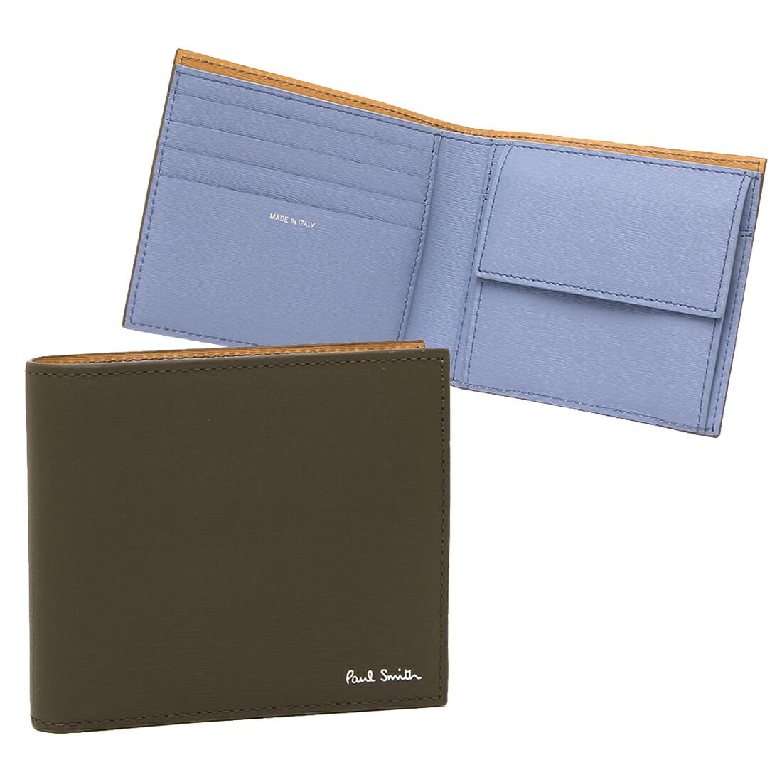 

Мужской кошелек Paul Smith бифолд размера 63, цвета хаки/фиолетовый, M1A4833-LSTRGS, [Б/у]