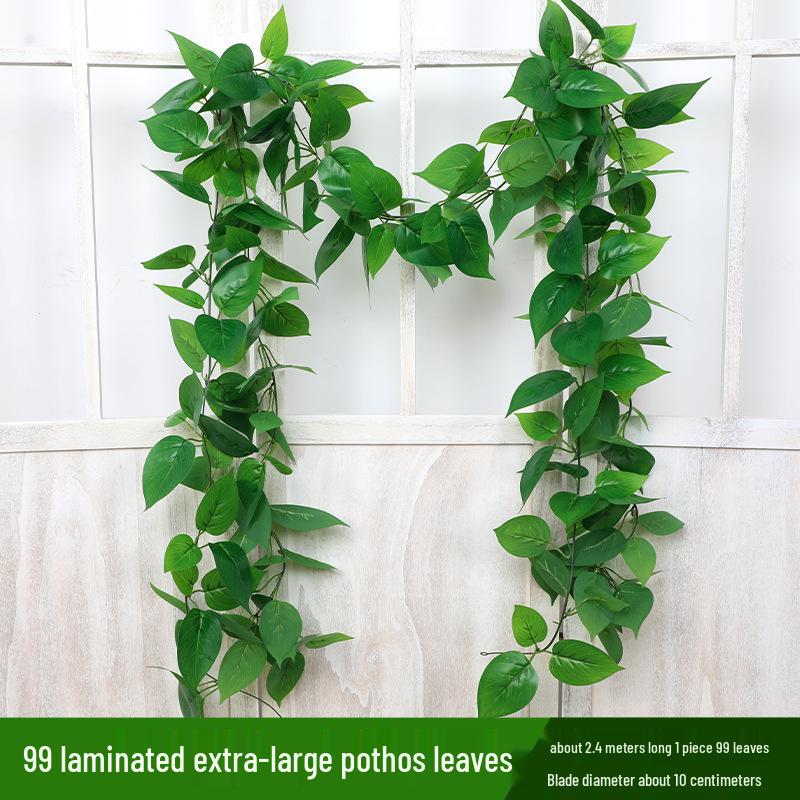 

Artificial Green Pothos Vine - Decorative Tree Leaves for Wall Hanging & Pipe Wrapping