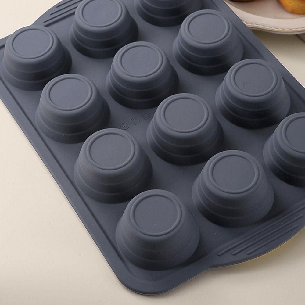 12 Holes Muffin Dessert Tray Reusable Mini Baking Molds Silicone Cake Mold  Baking Muffins